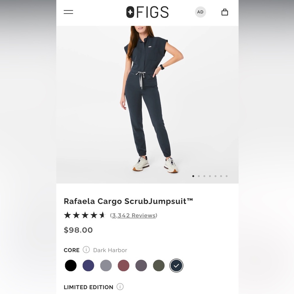 NWT!  FIGS Dark Harbor Scrub Jumpsuit